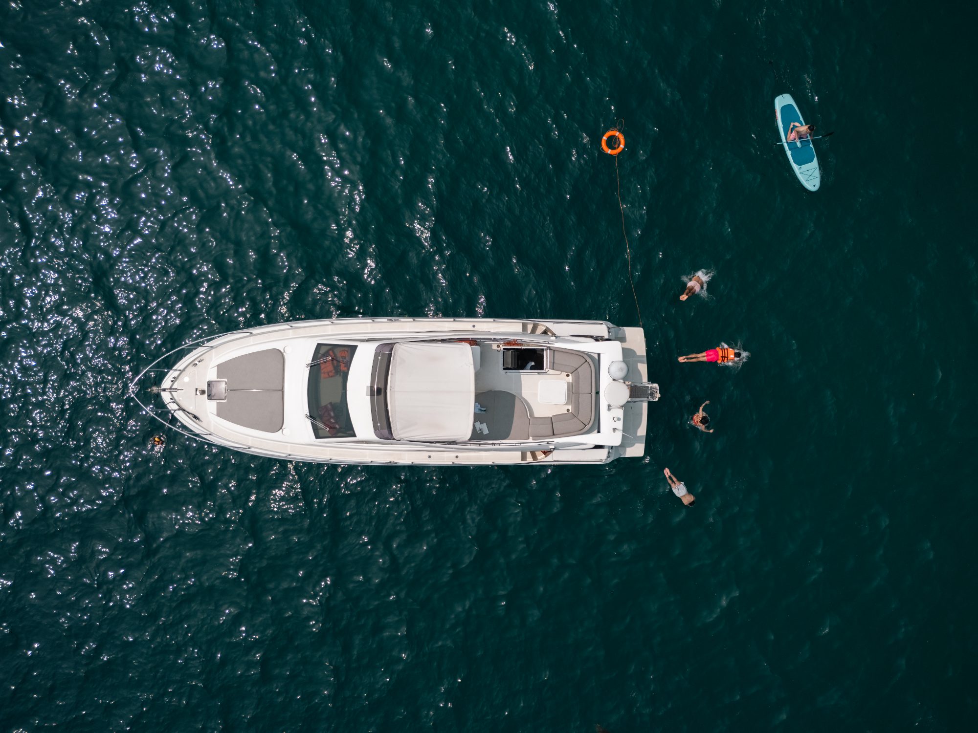 swimming or snorkelling off the yacht