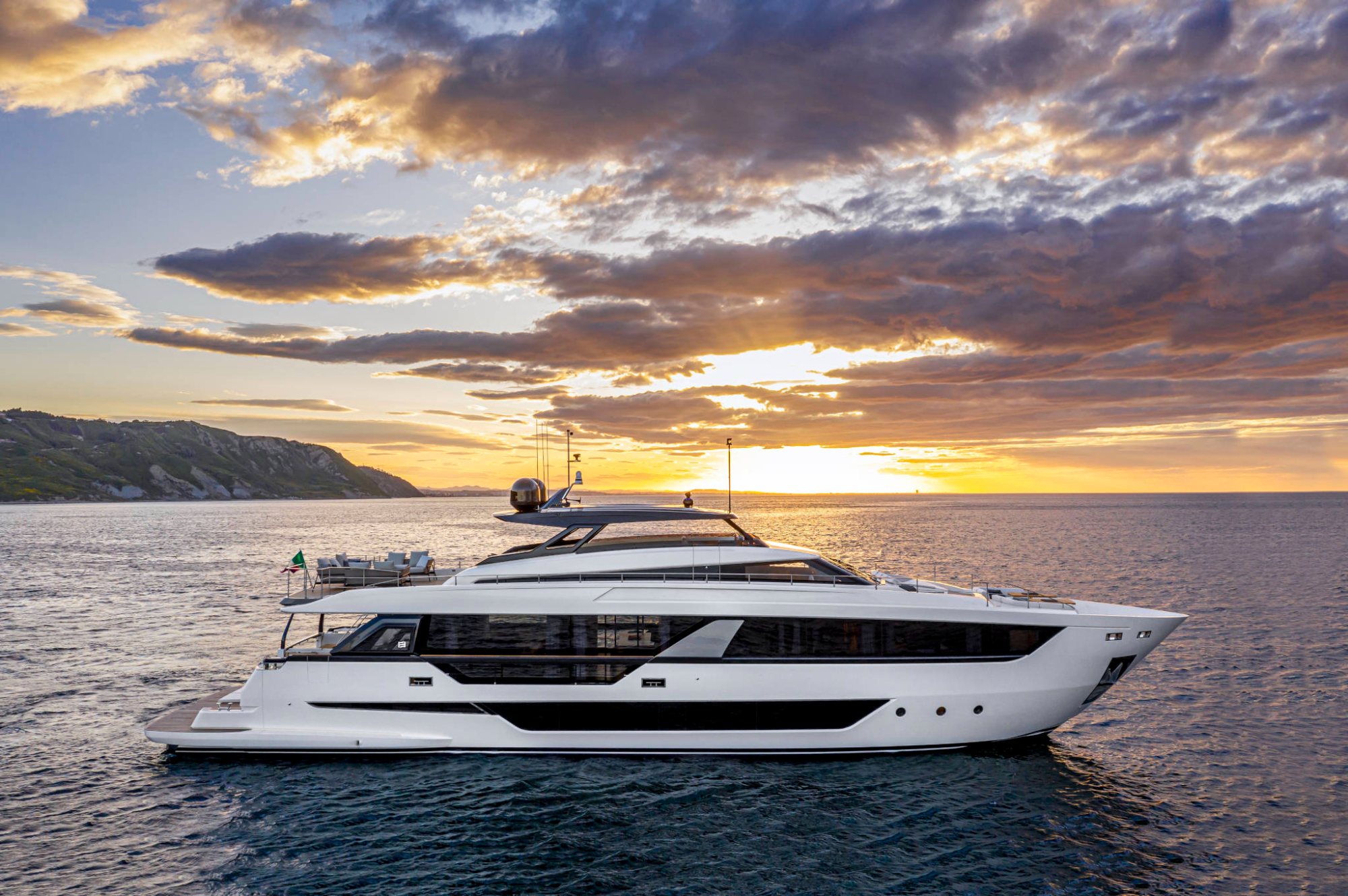 cocktails or dinner on deck at sunset